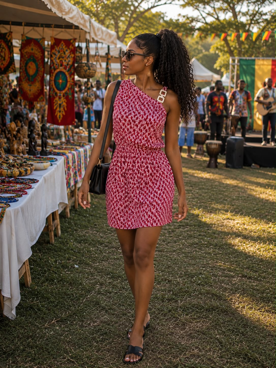 Red and white styled dress