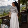 White stripped top and Skirt