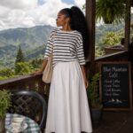 White stripped top and Skirt