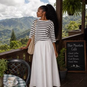 White stripped top and Skirt
