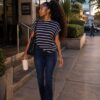 Black stripped top with pants