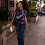 Black stripped top with pants