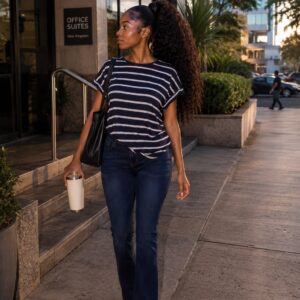 Black stripped top with pants