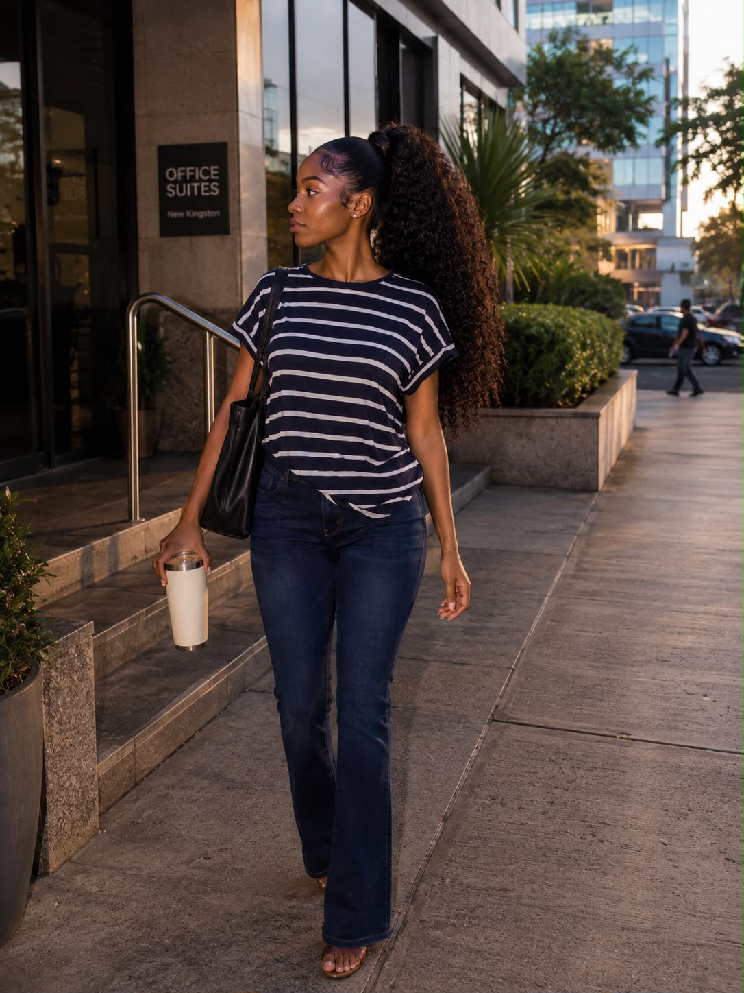 Black stripped top with pants