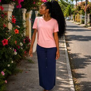 pink top and flamel bottom