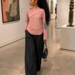 Pink longsleeved top with palazzo pants