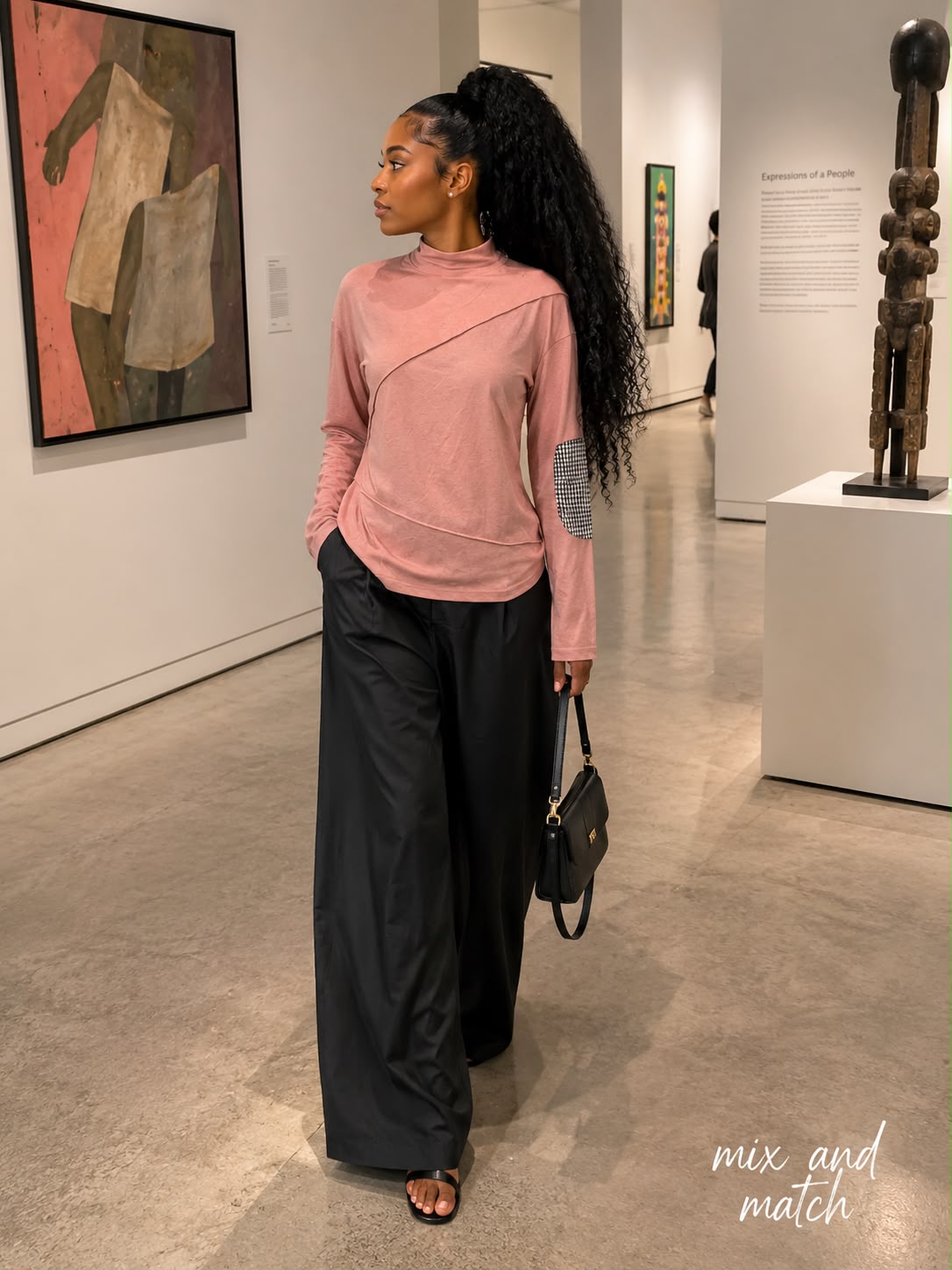 Pink longsleeved top with palazzo pants