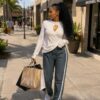Styled jeans with white top