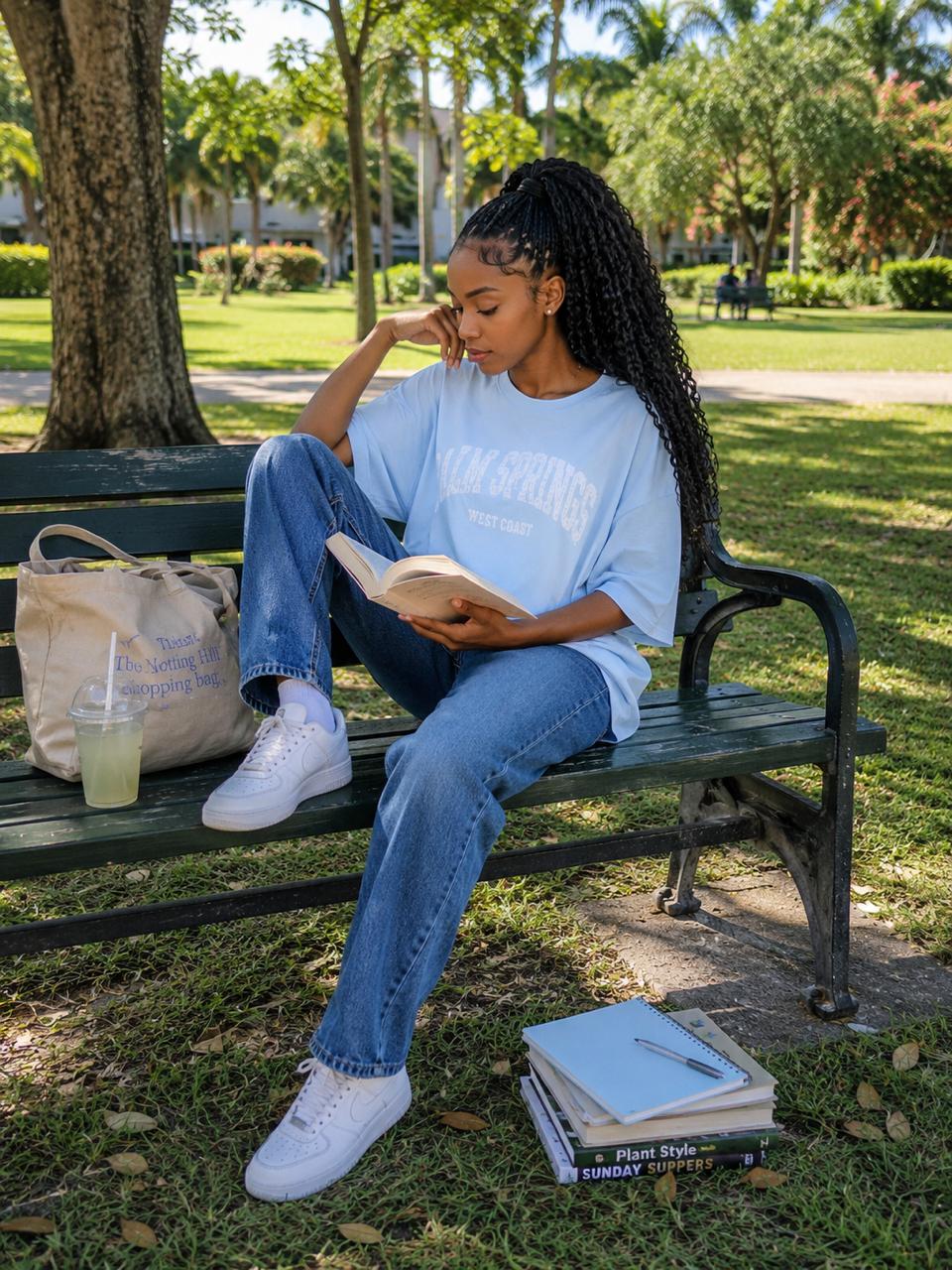 Baby blue top with jeans
