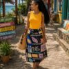 Sleeveless top with patternized skirt
