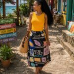 Sleeveless top with patternized skirt