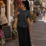 mineral-washed top with gown skirt