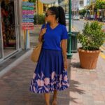 Plain top with patternized skirt