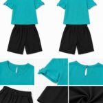 Teal & Black shorts set