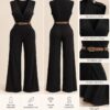 Sleeveless V Neck jumpsuit - Black