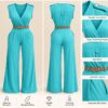 Sleeveless V Neck jumpsuit - Green