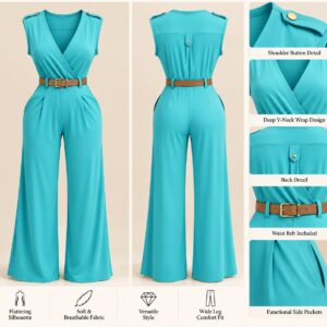Sleeveless V Neck jumpsuit - Green