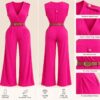 Sleeveless V Neck jumpsuit - Pink