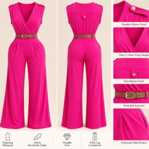 Sleeveless V Neck jumpsuit - Pink