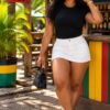 Monochrome chic mini skirt set