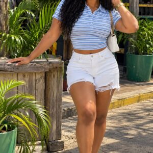 Coastal stripe denim set