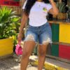 Lemon distress denim set