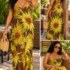 Golden sunflower maxi dress