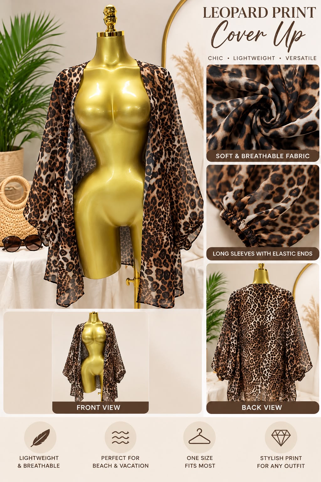 Wild safari leopard cover up